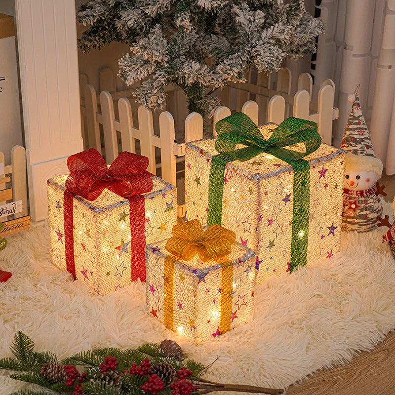 Weihnachts beleuchtung Geschenk box Dreiteilige Party dekoration Ornamente